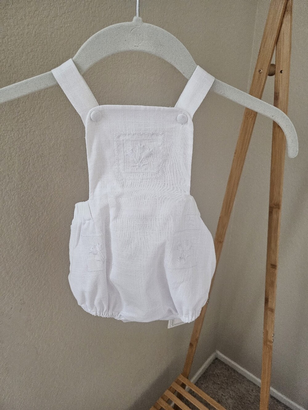 Edgehill Collection Kristin Ellen Hockman Liv White Bubble Romper Sz 9M